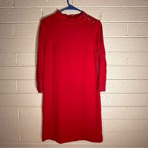 Talbots Elegant Red Button-Detail Dress